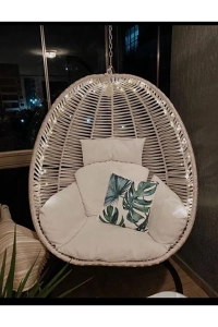 Alaçatı Model Salıncak Tek Kişilik Makrome Ip Örgü Bahçe Balkon Ev Salıncağı